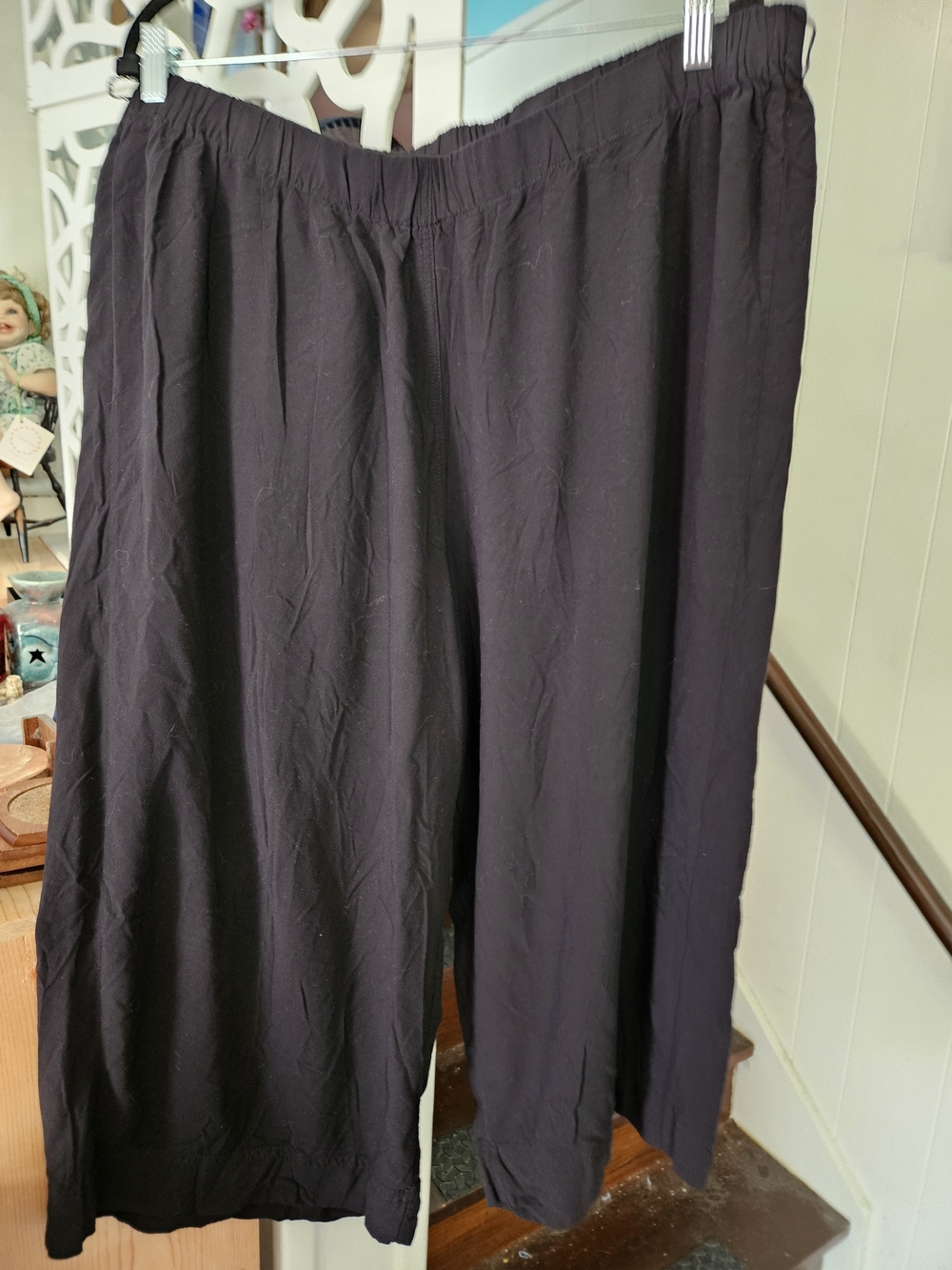 Terra & Sky Black Wide-Leg Pull-On Pants